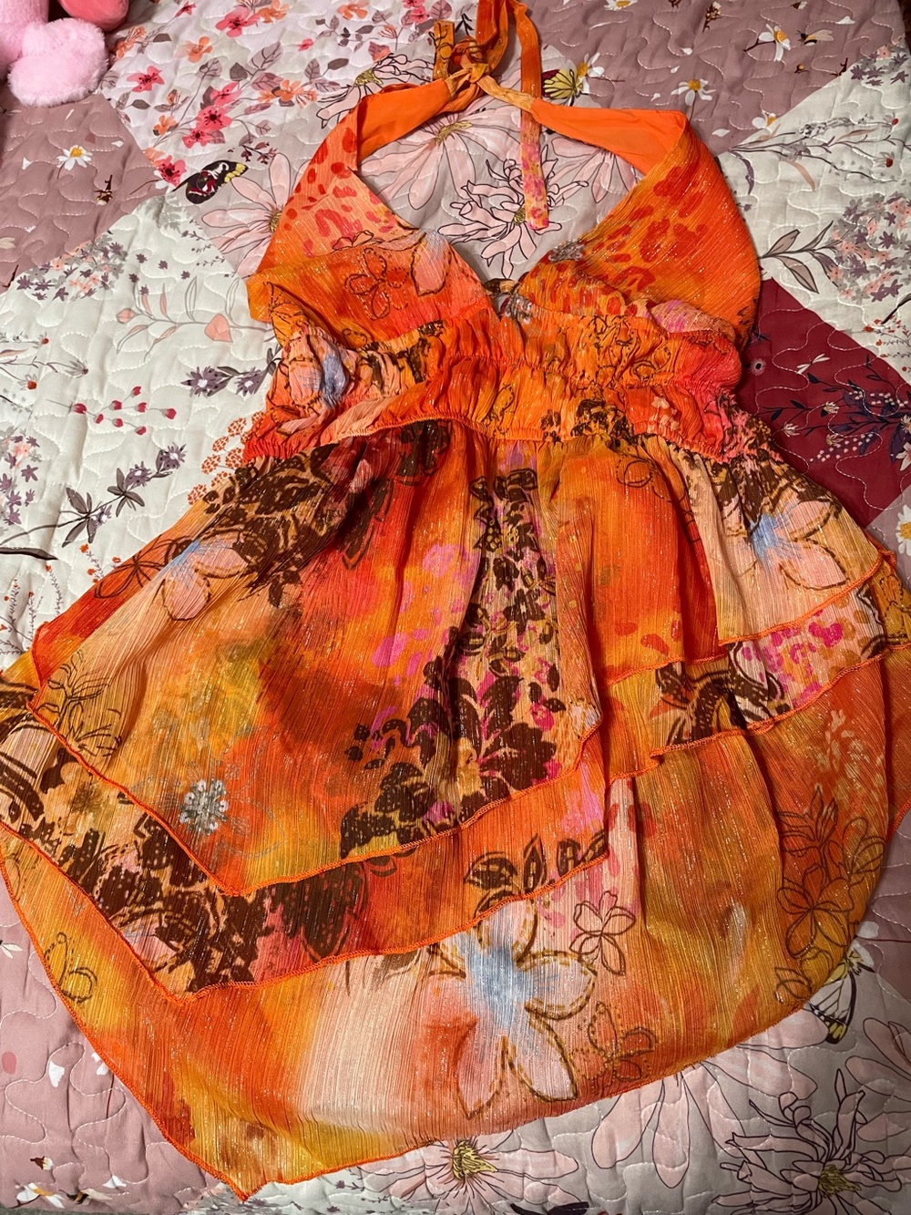 Orange Tie-Up Tank Top